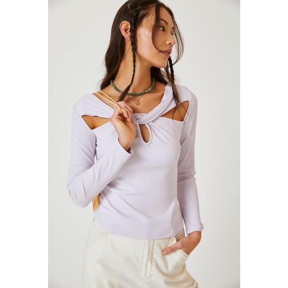 NWT Anthropologie Purple Twist Cut-Out Top - Large - Picture 1 of 8